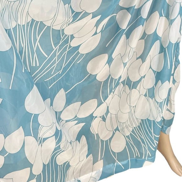 Vintage Eve Stillman Maxi Dress Sheer Blue White Floral Print V Neck Size Small - Picture 5 of 15